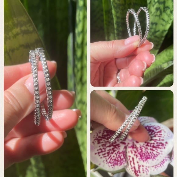 Sterling Silver Polished 45mm Hoop ER - Picture 10 of 10